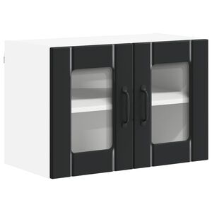 vidaXL Wall Glass Cabinet LUCCA Black 60 x 31 x 40 cm Engineered Wood
