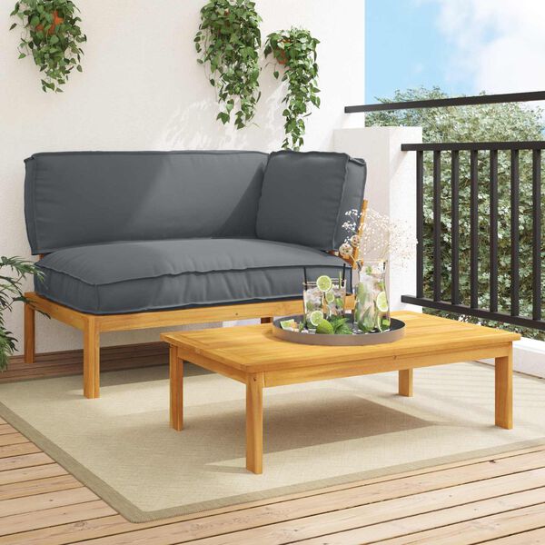 vidaXL Sofa Set with Cushion Plain 2 pcs Anthracite Solid Acacia Wood