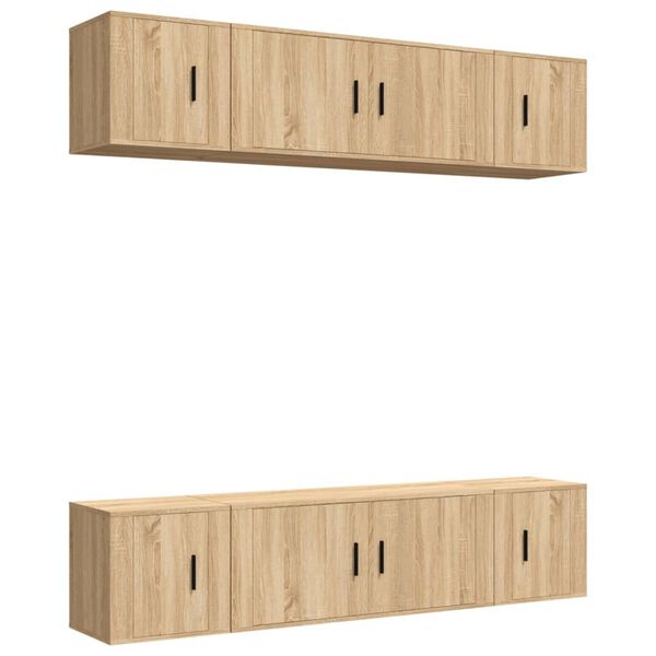 vidaXL 6 Piece TV Cabinet Set Sonoma Oak Engineered Wood