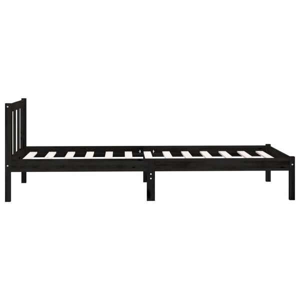 vidaXL Bed Frame without Mattress Black Solid Wood 100x200 cm