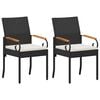 vidaXL Garden Chairs with Cushion 2 pcs Black and Cream White