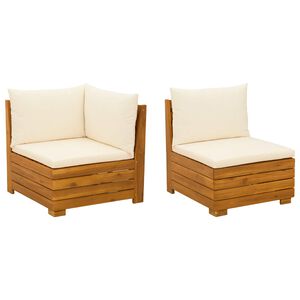 vidaXL Garden Lounge Set with Cushion 2 Piece Brown Solid Acacia Wood