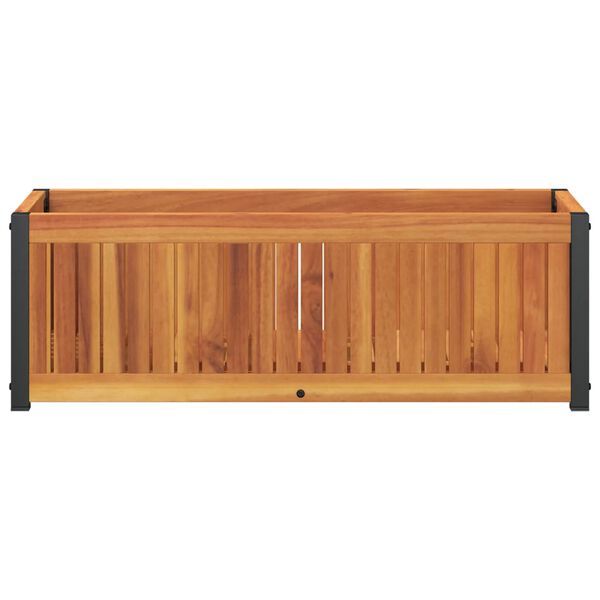 vidaXL Garden Planter 80x30x27.5 cm Solid Wood Acacia and Steel