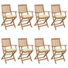 vidaXL Folding Garden Chairs 8 pcs with Cushions Solid Acacia Wood