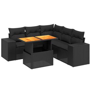 vidaXL 6 Piece Garden Sofa Set with Cushions Black Poly Rattan