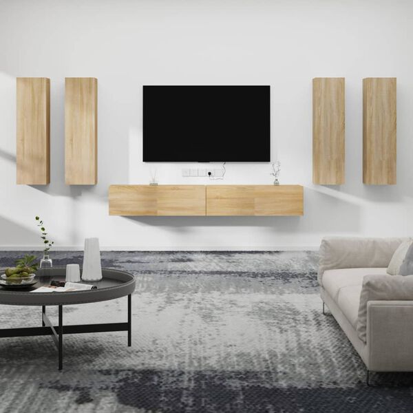 vidaXL 6 Piece TV Cabinet Set Sonoma Oak Engineered Wood