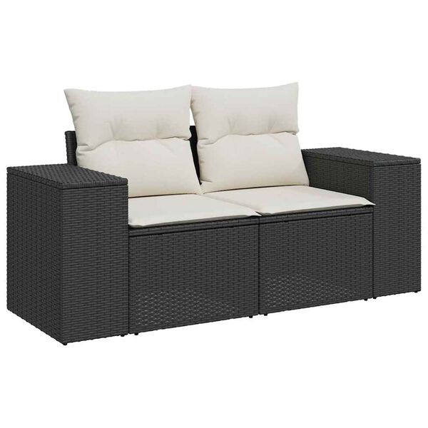 vidaXL 6 Piece Garden Sofa Set with Cushions Black Poly Rattan
