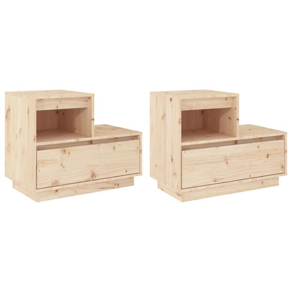 vidaXL Bedside Cabinets 2 pcs 60x34x51 cm Solid Wood Pine