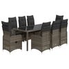 vidaXL 9 Piece Garden Bistro Set with Cushions Grey Poly Rattan