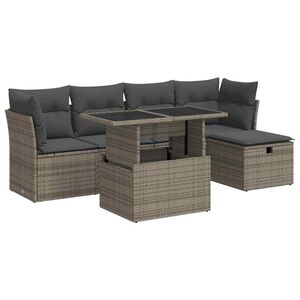 vidaXL 6 Piece Garden Sofa Set with Cushions Grey Poly Rattan