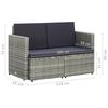 vidaXL 2 Seater Garden Sofa with Cushions Grey Poly Rattan