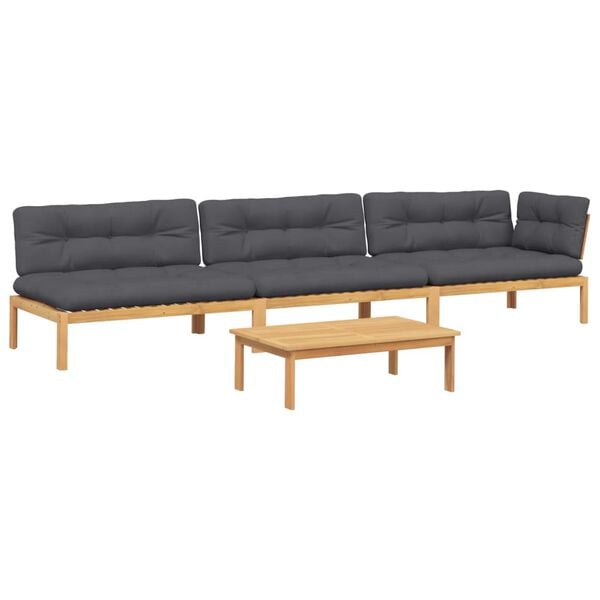 vidaXL 4 Piece Garden Pallet Sofa Set with Cushions Solid Wood Acacia