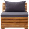 vidaXL Sectional Middle Sofa 1 pc with Cushions Solid Acacia Wood