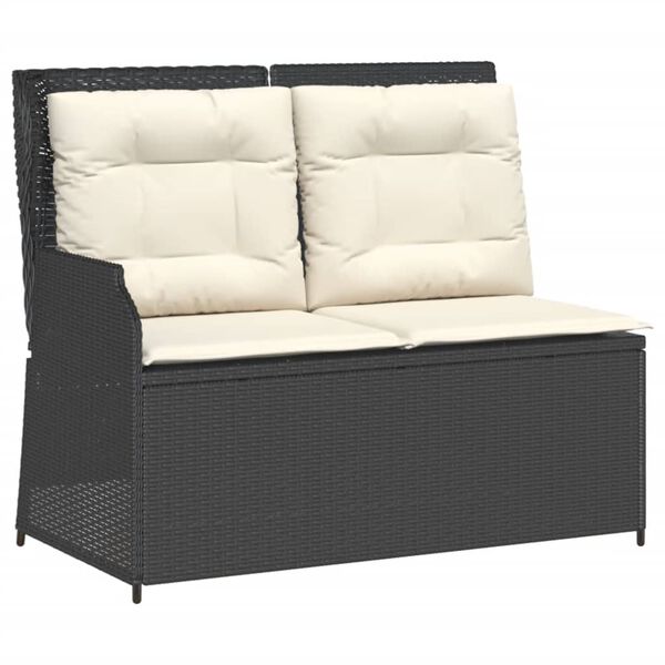 vidaXL 3 Piece Garden Lounge Set with Cushions Black Poly Rattan