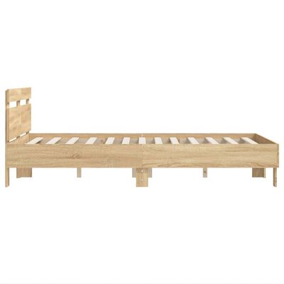 vidaXL Bed Frame with Headboard Sonoma Oak 135x190 cm Double Engineered Wood