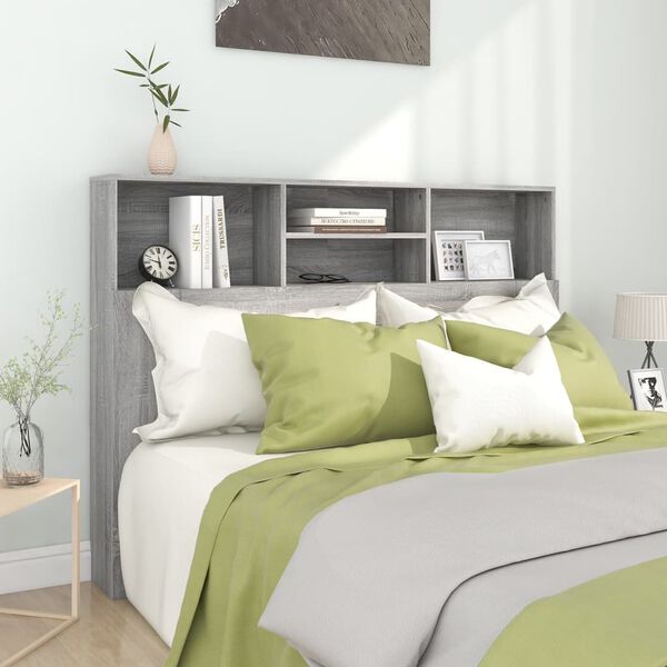 vidaXL Headboard Cabinet Grey Sonoma 140x19x103.5 cm