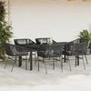 vidaXL 7 Piece Garden Dining Set with Cushions Black Poly Rattan Glass