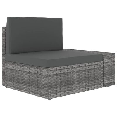 vidaXL Sectional Corner Sofa with Left Armrest Poly Rattan Grey