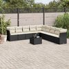 vidaXL 10 Piece Garden Sofa Set with Cushions Black Poly Rattan