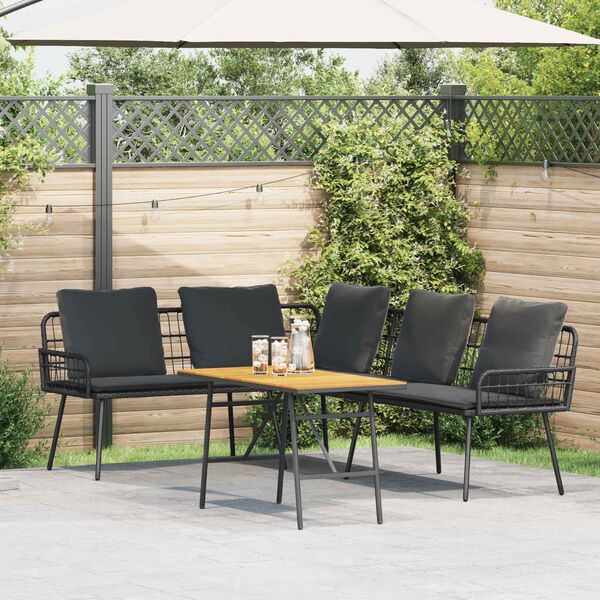 vidaXL Garden Sofa Set 2 pcs Black Poly Rattan