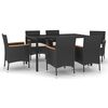 vidaXL 7 Piece Garden Dining Set with Cushions Black Poly Rattan
