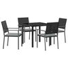 vidaXL Garden Dining Set 5 pcs Black and Light Grey PE Rattan