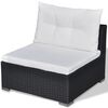 vidaXL 5 Piece Garden Lounge Set with Cushions Poly Rattan Black