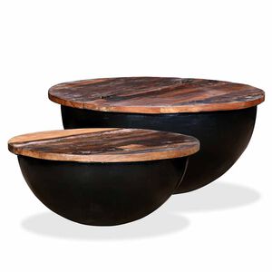 vidaXL Coffee Table | Set of 2 | Tabletop: Multicolour, Base: Black