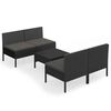 vidaXL 5 Piece Garden Lounge Set with Cushions Poly Rattan Black