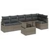 vidaXL Garden Sofa Set with Storage 7 pcs Grey Poly rattan