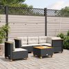 vidaXL 6 Piece Garden Sofa Set with Cushions Black Poly Rattan