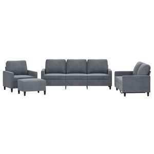 vidaXL 4 Piece Sofa Set with Cushions Dark Grey Velvet