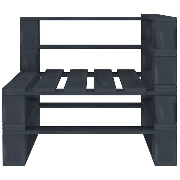 vidaXL Garden 2-Seater Pallet Sofa Grey Solid Pinewood