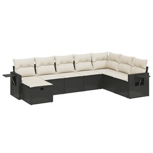 vidaXL 8 Piece Garden Sofa Set with Cushions Black Poly Rattan