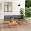vidaXL 5 Piece Garden Lounge Set with Grey Cushions Solid Teak Wood