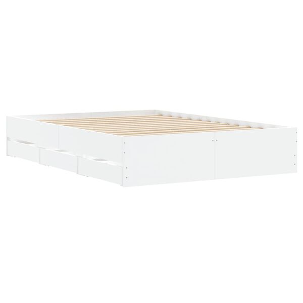vidaXL Bed Frame with Drawers without Mattress White 135x190 cm Double