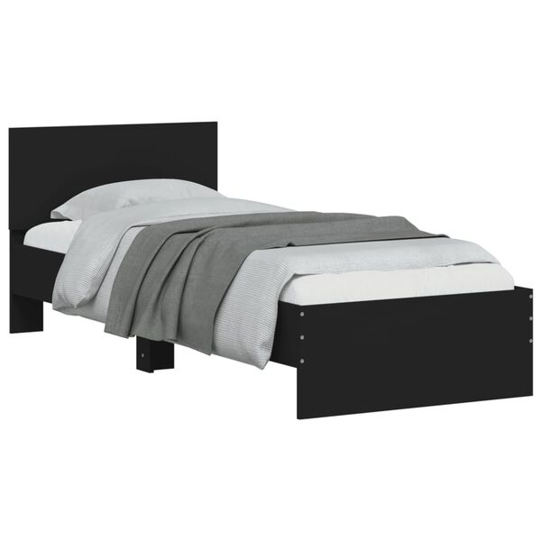 vidaXL Bed Frame without Mattress with Headboard Black 90x190 cm Single