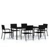 vidaXL 7 Piece Garden Dining Set Black