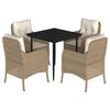 vidaXL 5 Piece Garden Dining Set with Cushions Beige Poly Rattan