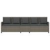 vidaXL Garden Sofa 5-Seater with Cushions Grey Poly Rattan