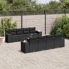vidaXL 9 Piece Garden Sofa Set with Cushions Black Poly Rattan