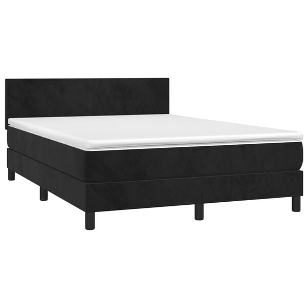 vidaXL Box Spring Bed with Mattress Black 137x187 cm Double Size Velvet