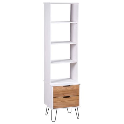 vidaXL Book Cabinet New York White and Light Wood Solid Pine Wood