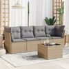 vidaXL 5 Piece Garden Sofa Set with Cushions Beige Poly Rattan