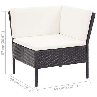 vidaXL 6 Piece Garden Lounge Set with Cushions Poly Rattan Black