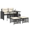 vidaXL 4 Piece Garden Sofa Set with Cushions Black Poly Rattan Glass