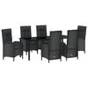 vidaXL Garden Dining Set 7 pcs Black Poly Rattan