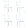 vidaXL Dining Chair | Set of 4 | White | Solid rubber wood | Standard