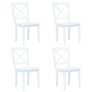 vidaXL Dining Chairs 4 pcs White Solid Rubber Wood