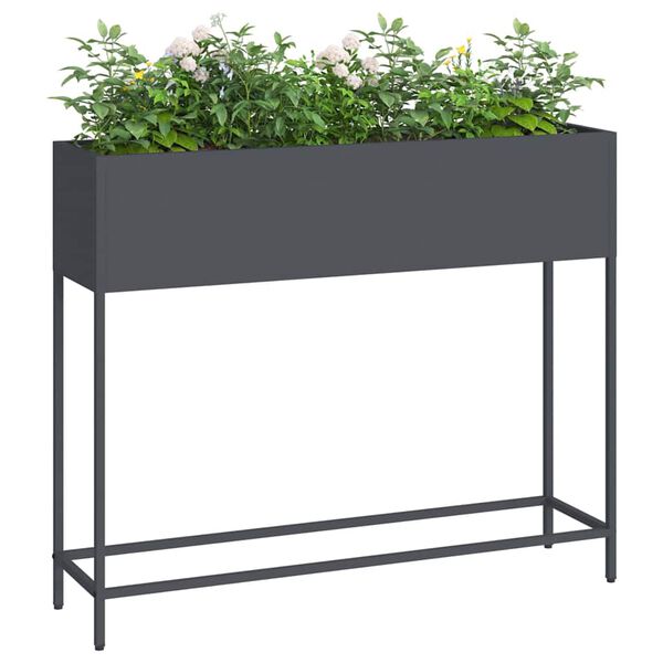vidaXL Raised Garden Planter Anthracite 100 x 26 x 82 cm Steel
